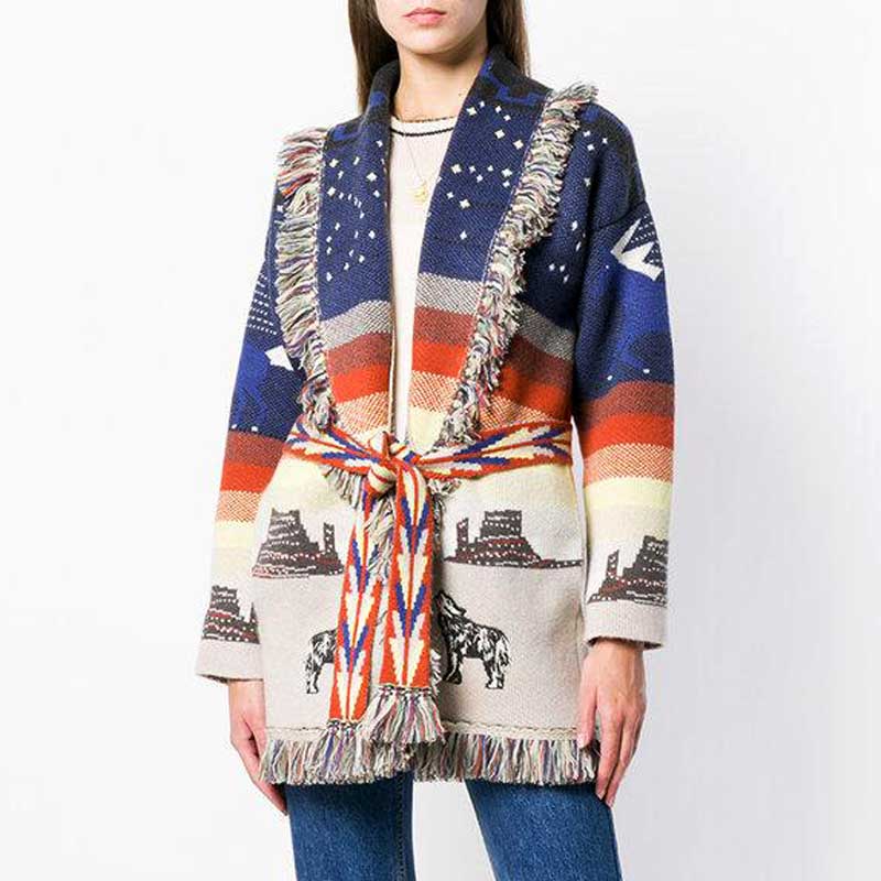 Navajo Native Chic Jacket Cardigans JASTIE Official Store Blue S 