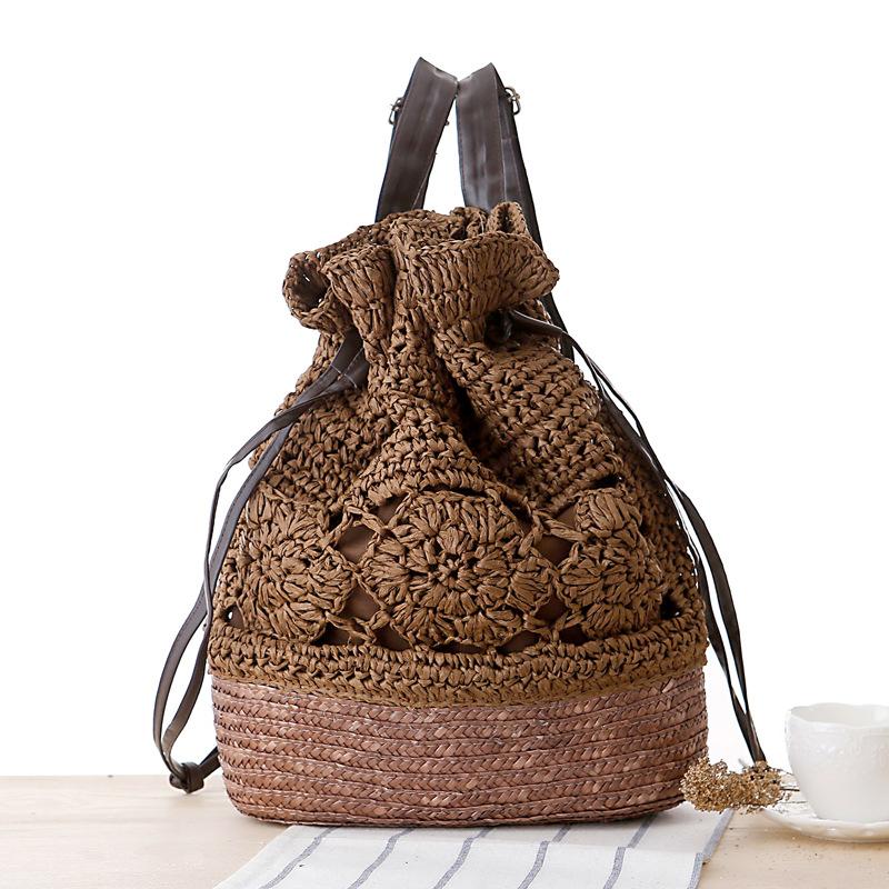 Revati Handmade Flower Drawstring Backpack Backpacks Shop4222036 Store Dark Brown 