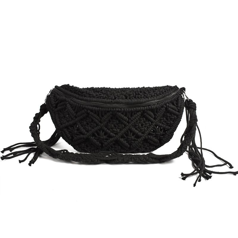 Gibbous Handmade Knitted Waist Bag Home artmomo Official Store black 