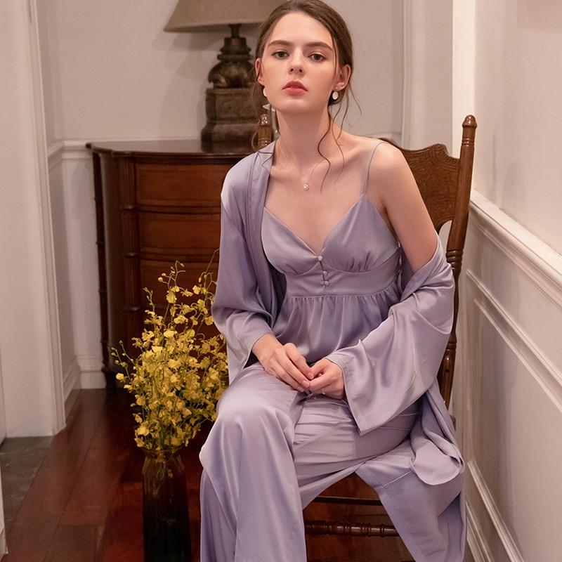 Fashion Women's Pajamas Women Nightgowns Satin Lace Sleepwear