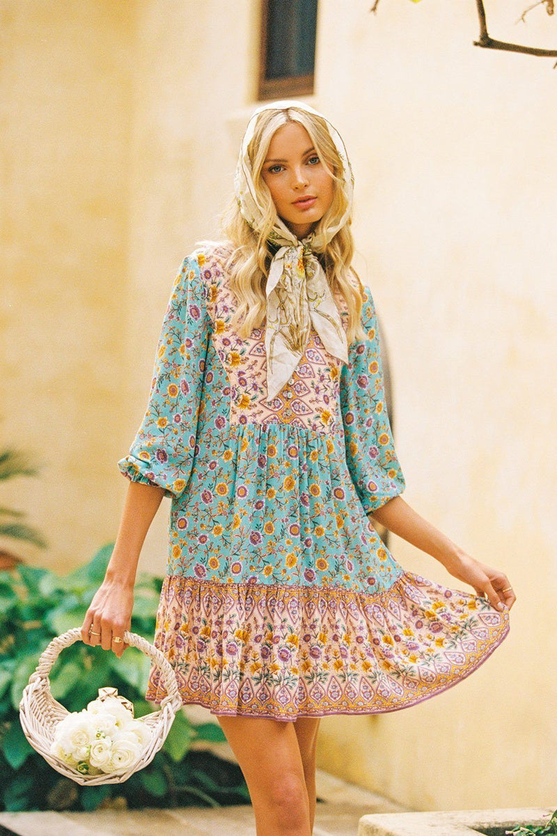 Cerelia Spring Mini Dress Dresses Diosa Divina Blue XS 
