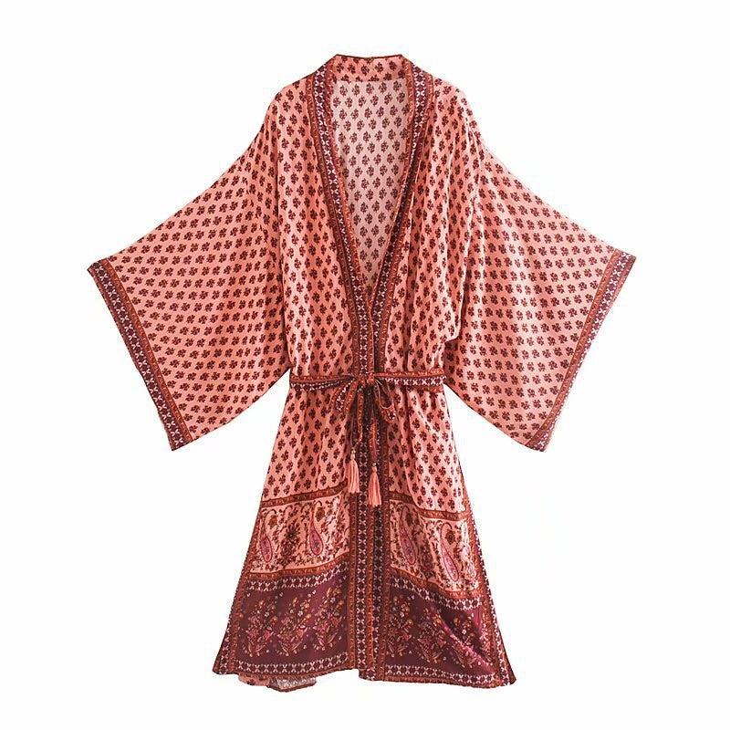 Regel Geometric Floral Kimono Blouses & Shirts ZJOAN SHOW Official Store 