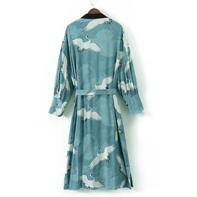 Sita Sky Crane Kimono Blouses & Shirts BeachDress Store 