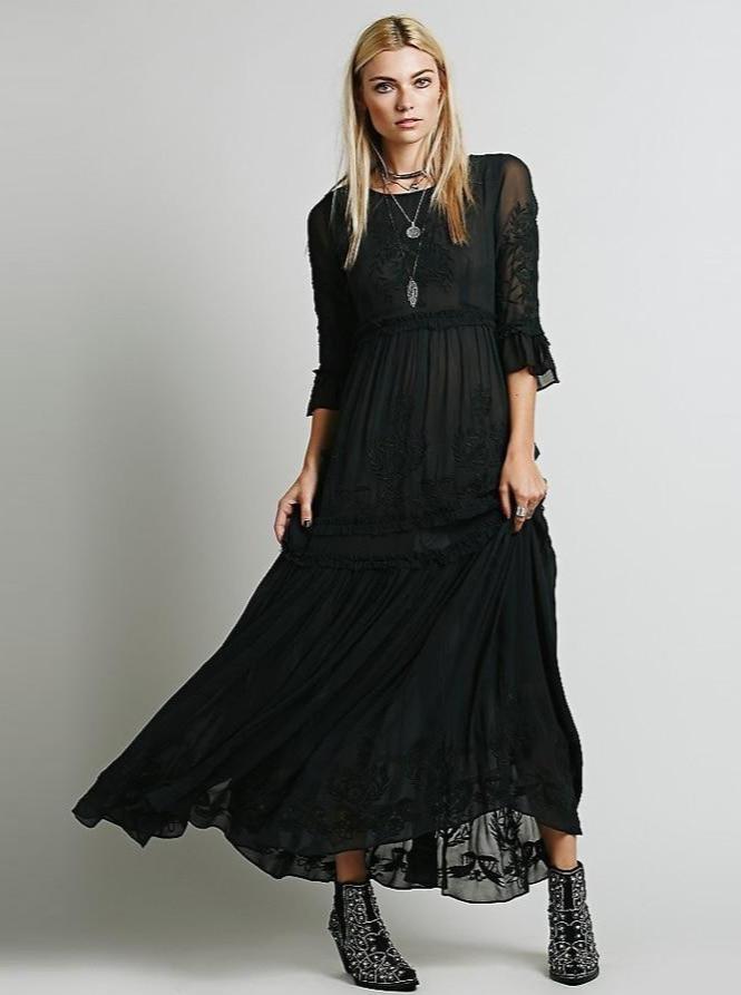 Bellona Wanderlust Maxi Dress Dresses TEELYNN Store Black S 