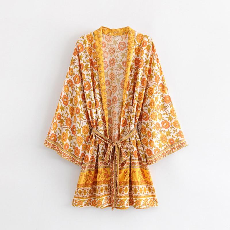 Inanna Flower Power Kimono Blouses & Shirts TEELYNN Store Cardigan S 