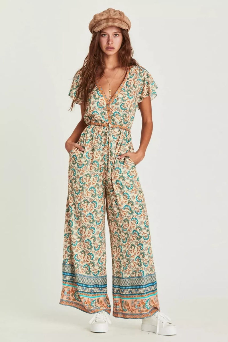 ' Antares ' Peacock Jumpsuits with Drawstring Waist
