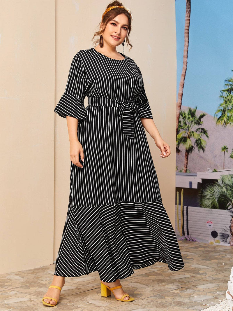 Plus Size Dress Summer Sleeve Striped Diosa Divina 