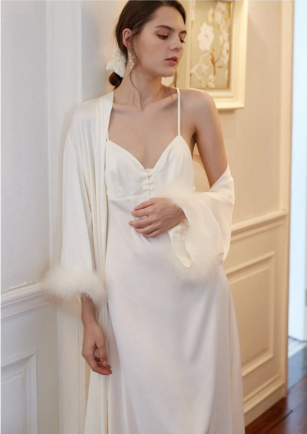 Nightgown Autumn Sexy For Women Pyjama Femme Gown Robe Set Dress INS Fashion Ladies Sleepwear Romantic Diosa Divina 