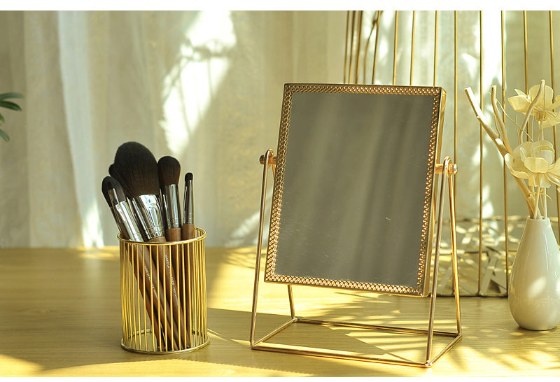 Retro Light lmetal gold  makeup mirror
