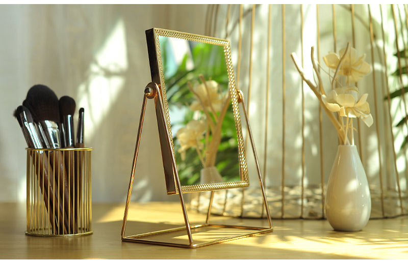Retro Light lmetal gold  makeup mirror
