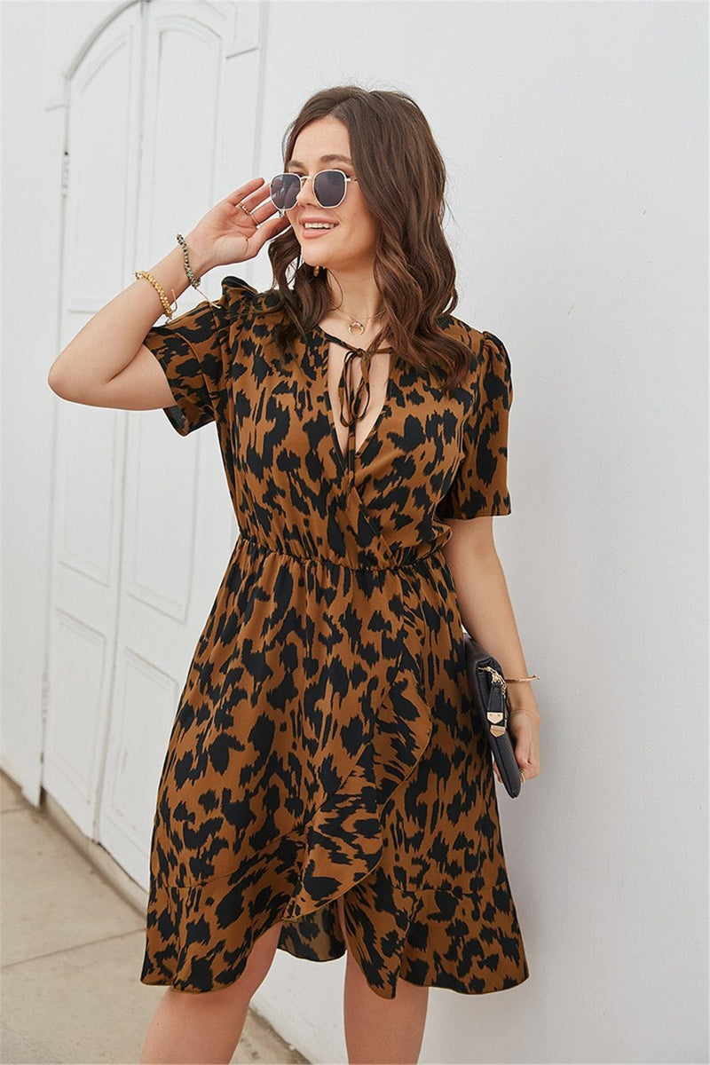 Seshat Leopard Mini Dress Diosa Divina 