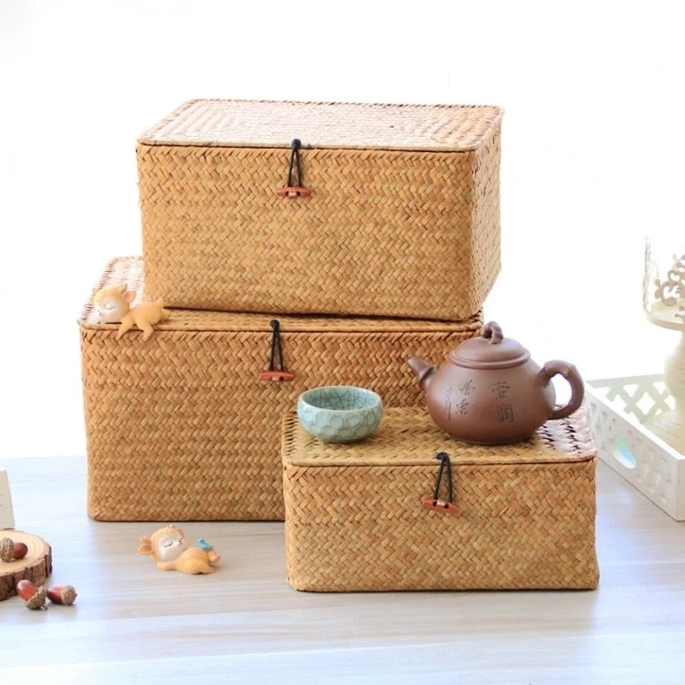 Handmade Seaweed Storage Box Woven Storage