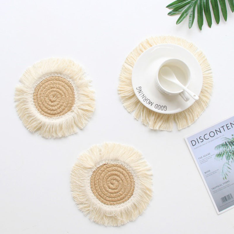 Home Creative Cotton Braid Coaster Handmade Macrame Cup Cushion
